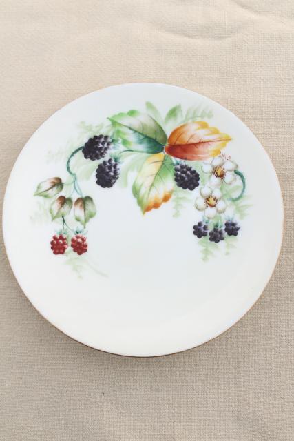 photo of collection of vintage painted china plates w/ fall harvest fruit, flowers, pinecones #5