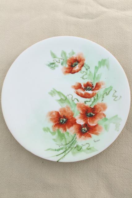 photo of collection of vintage painted china plates w/ fall harvest fruit, flowers, pinecones #7