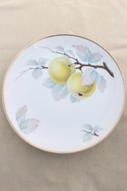 photo of collection of vintage painted china plates w/ fall harvest fruit, flowers, pinecones #10