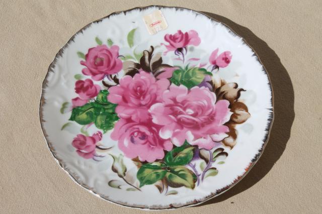 photo of collection of vintage painted china plates w/ fruit, flowers, song birds #2