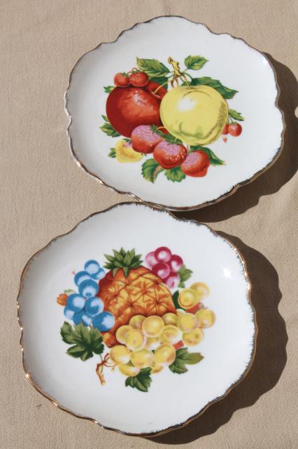 photo of collection of vintage painted china plates w/ fruit, flowers, song birds #10