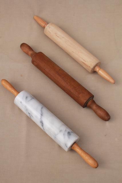 photo of collection of vintage rolling pins, primitive wood rolling pin, marble rolling pin #3