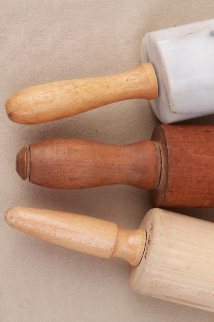 photo of collection of vintage rolling pins, primitive wood rolling pin, marble rolling pin #5