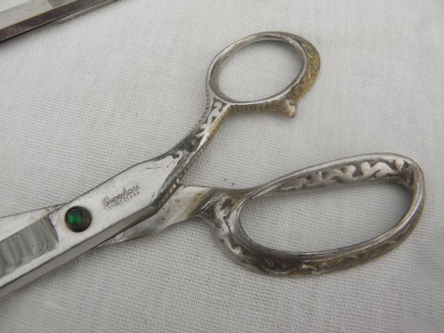 photo of collection of vintage sewing scissors, pinking shears, deco Soligen paper shears #5