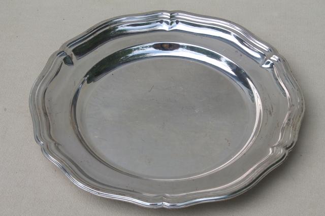 photo of collection of vintage silverplate trophy plates & trays, etched silver plated pieces #4