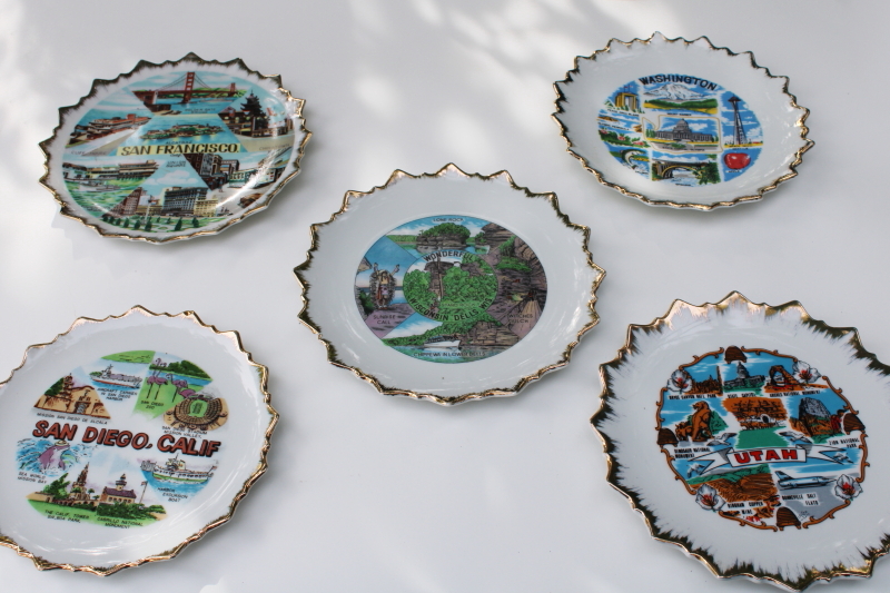 photo of collection of vintage souvenir plates mid-century kitsch wanderlust out west road trip #1