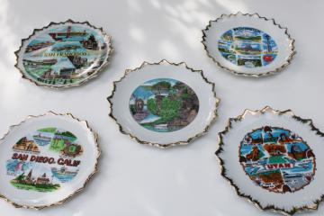 catalog photo of collection of vintage souvenir plates mid-century kitsch wanderlust out west road trip