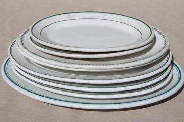 catalog photo of collection of vintage white ironstone china platters / restaurant ware steak plates