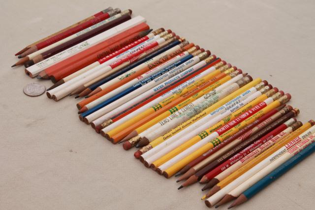 photo of collection of vintage wood pencils, old advertising pencil lot, builder's pencils etc. #7