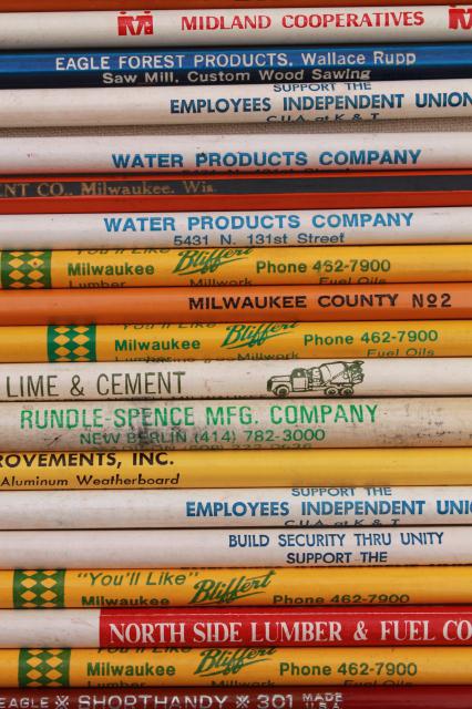photo of collection of vintage wood pencils, old advertising pencil lot, builder's pencils etc. #9