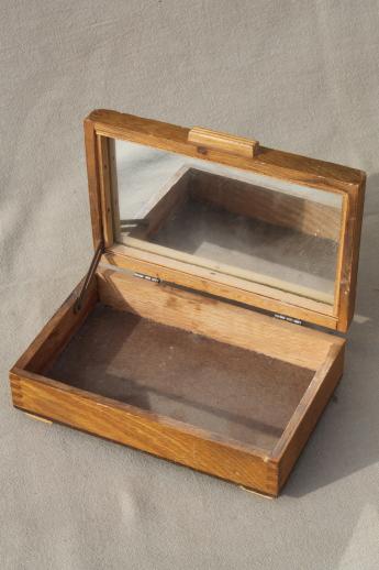 photo of collection of vintage wooden boxes, wood jewelry box, glove box, old cigar box #2