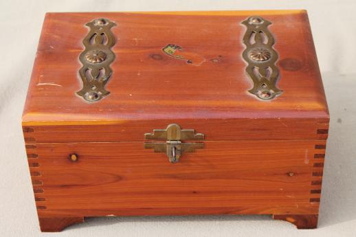 photo of collection of vintage wooden boxes, wood jewelry box, glove box, old cigar box #8