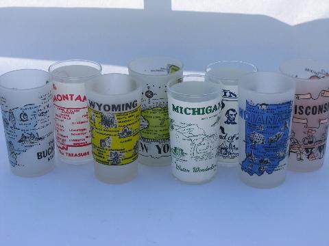 photo of collection retro state map vacation souvenir glasses, vintage Hazel Atlas etc. #1