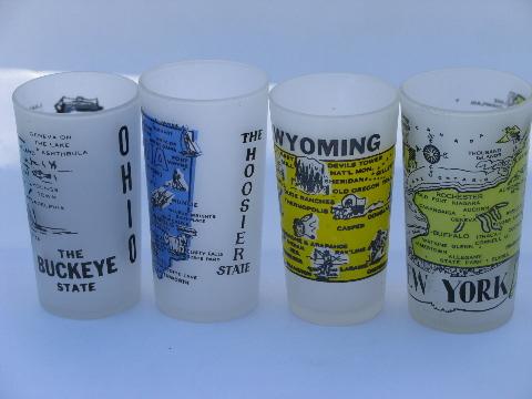 photo of collection retro state map vacation souvenir glasses, vintage Hazel Atlas etc. #2