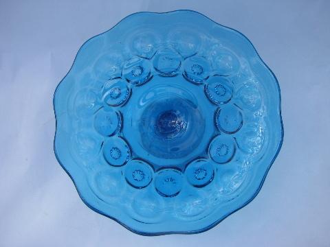 photo of colonial blue moon & star pattern glass, salver / rolled edge compote #2