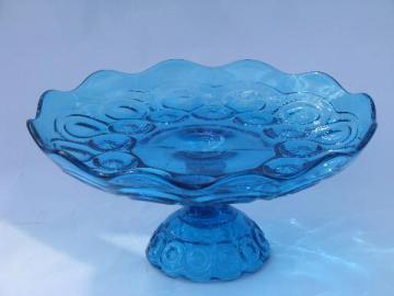 catalog photo of colonial blue moon & star pattern glass, salver / rolled edge compote