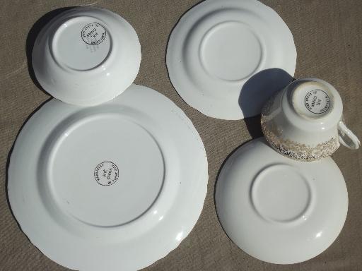 photo of colonial couple pattern luncheon set, vintage W S George china w/ french scenes #6