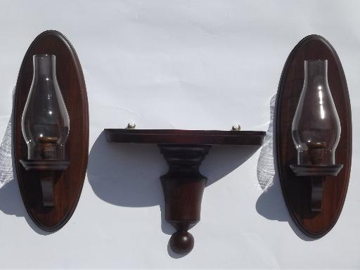 photo of colonial wood wall sconces and plate bracket shelf, vintage Kennedy - Vermont #1