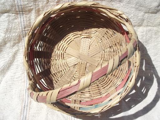 photo of colored stripes vintage Mexico woven baskets for Easter flowers #3