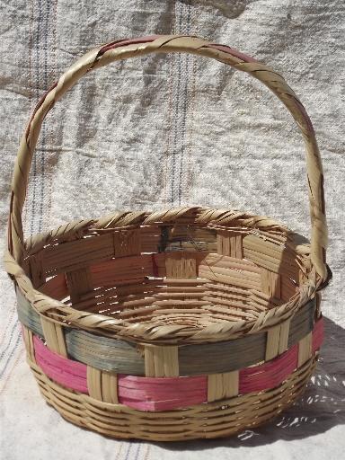 photo of colored stripes vintage Mexico woven baskets for Easter flowers #4