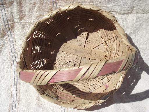 photo of colored stripes vintage Mexico woven baskets for Easter flowers #5