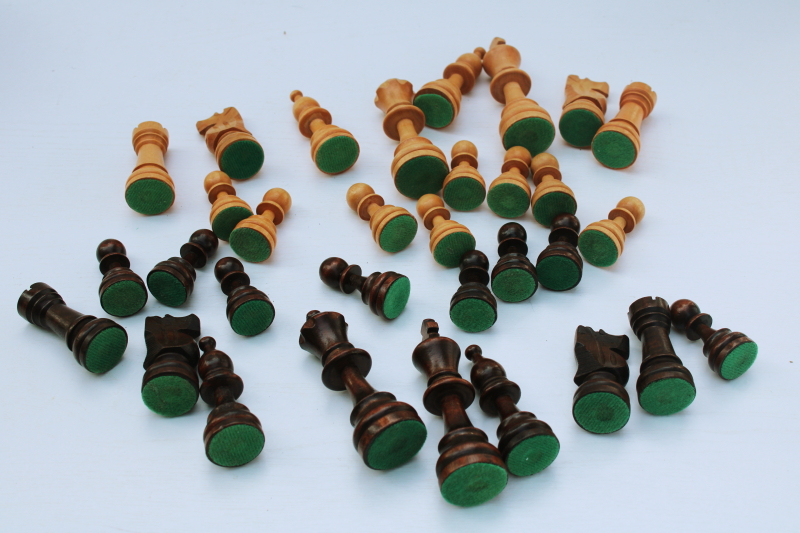 photo of complete set vintage wood chess pieces without game board, replacement parts or library decor #6