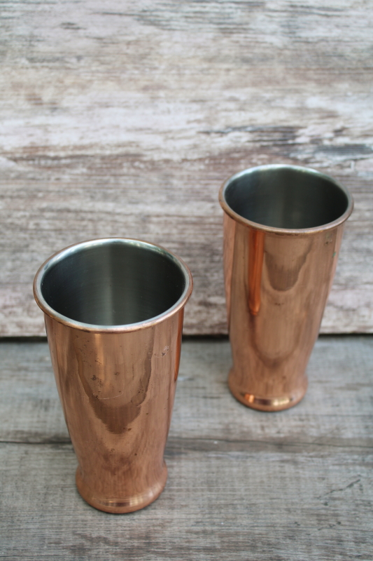 photo of copper plated stainless tumblers, modern metal vases or drinking glasses  #2