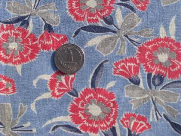 catalog photo of cornflowers and bows print cotton feed sack fabric, 40s-50s vintage