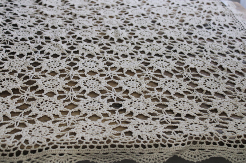 photo of cottage chic vintage crochet lace small square tablecloth or card table cover #1