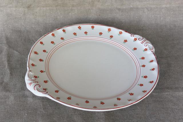 photo of cottage chic vintage hand painted Japan china tray or server, cozy style cake plate #3