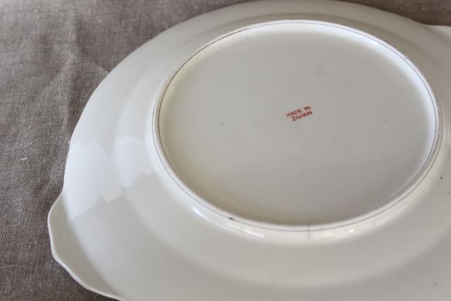 photo of cottage chic vintage hand painted Japan china tray or server, cozy style cake plate #4