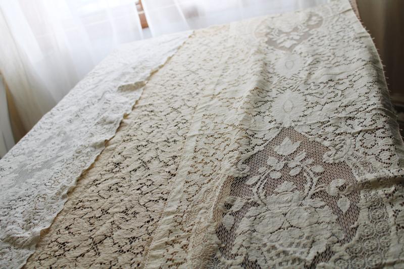 photo of cottage chic vintage lace table runners, Quaker lace type thick soft heavy cotton #1