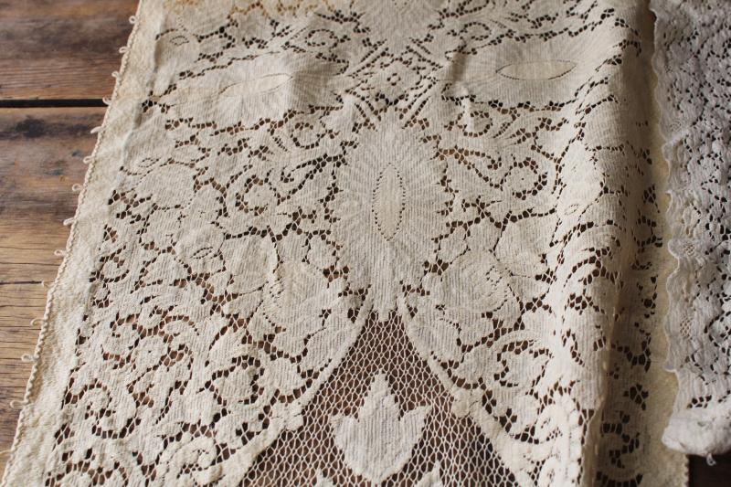 photo of cottage chic vintage lace table runners, Quaker lace type thick soft heavy cotton #6