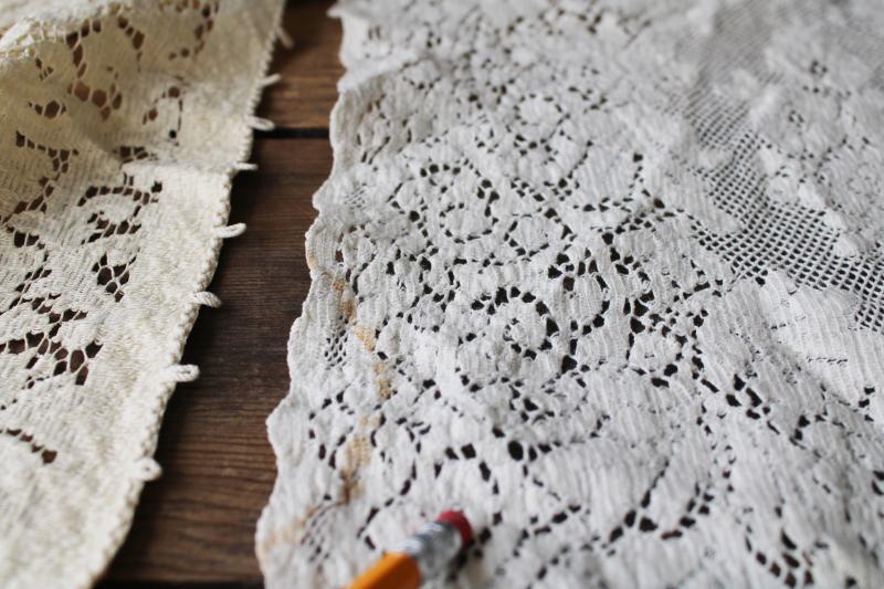 photo of cottage chic vintage lace table runners, Quaker lace type thick soft heavy cotton #9