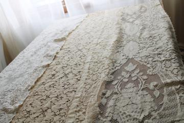cottage chic vintage lace table runners, Quaker lace type thick soft heavy cotton