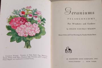 catalog photo of cottage flowers 40s 50s vintage garden book Geraniums Pelargoniums w/ illustrations