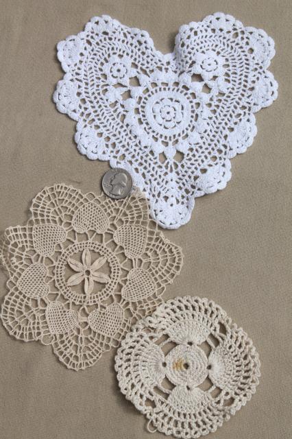 photo of cottage style crochet doily lot, vintage & new cotton lace doilies in all sizes #3