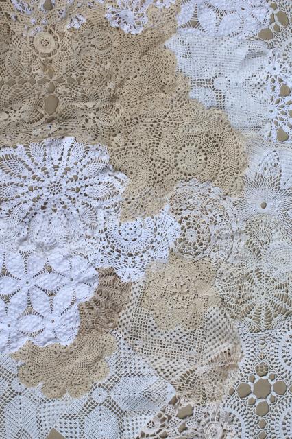 photo of cottage style crochet doily lot, vintage & new cotton lace doilies in all sizes #4