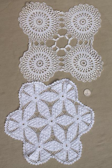 photo of cottage style crochet doily lot, vintage & new cotton lace doilies in all sizes #7