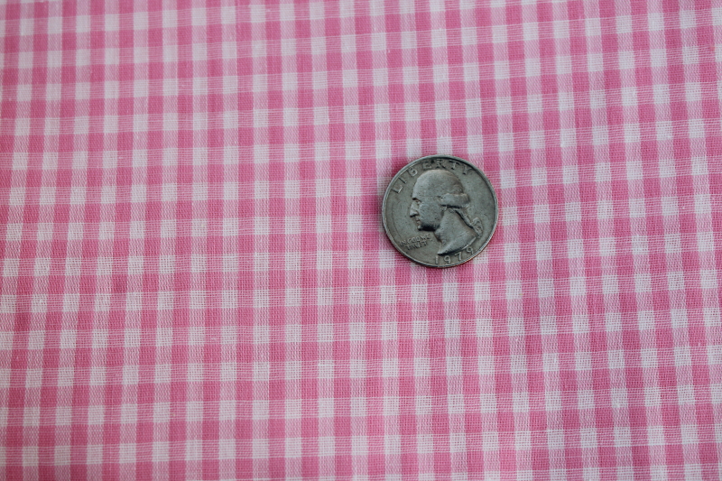 photo of cottagecore girly vintage pink & white gingham, 60s poly cotton fabric for crafts or sewing #1