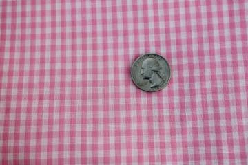 cottagecore girly vintage pink & white gingham, 60s poly cotton fabric for crafts or sewing