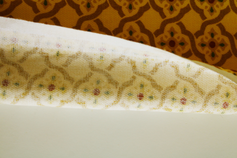 photo of cottagecore home decor cotton fabric, vintage Laura Ashley style small scale print yellow gold #4