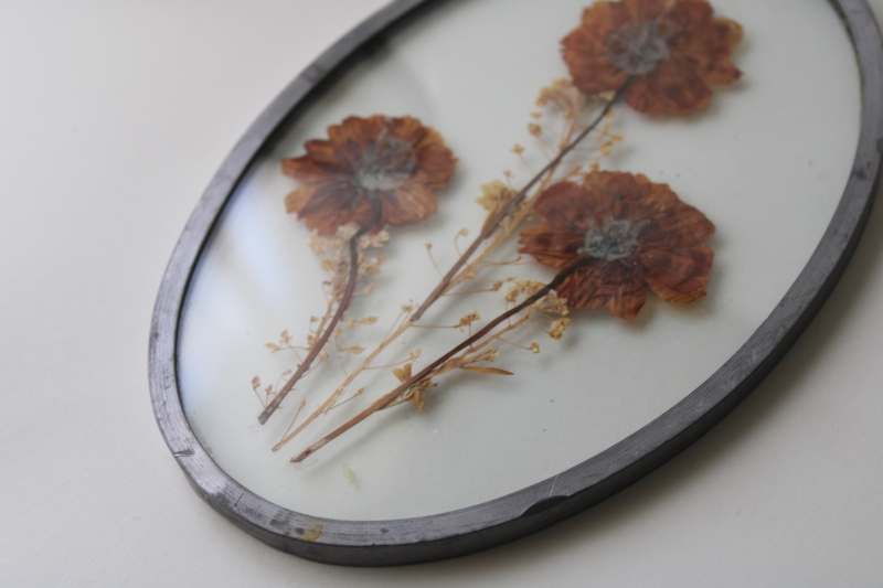 photo of cottagecore natural wildflowers glass suncatchers, dried pressed flowers handcrafted 70s vintage  #2