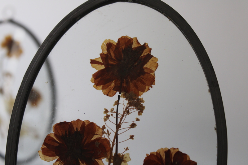 photo of cottagecore natural wildflowers glass suncatchers, dried pressed flowers handcrafted 70s vintage  #3