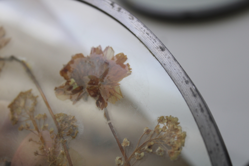 photo of cottagecore natural wildflowers glass suncatchers, dried pressed flowers handcrafted 70s vintage  #4