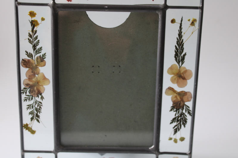 photo of cottagecore picture frame, pressed flowers leaded glass frame w/ easel stand  #3