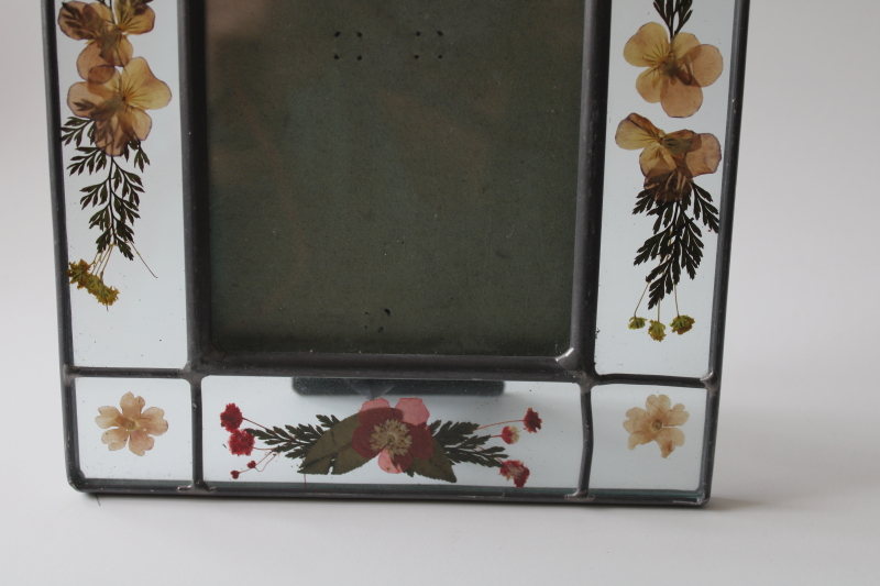 photo of cottagecore picture frame, pressed flowers leaded glass frame w/ easel stand  #4