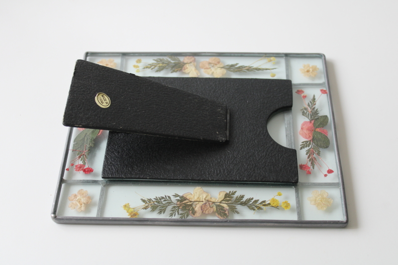 photo of cottagecore picture frame, pressed flowers leaded glass frame w/ easel stand  #5