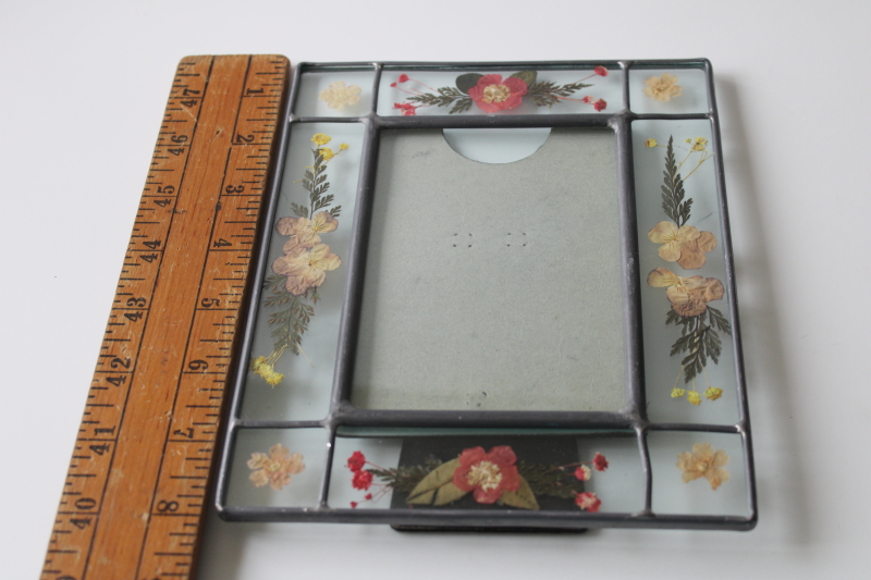 photo of cottagecore picture frame, pressed flowers leaded glass frame w/ easel stand  #8