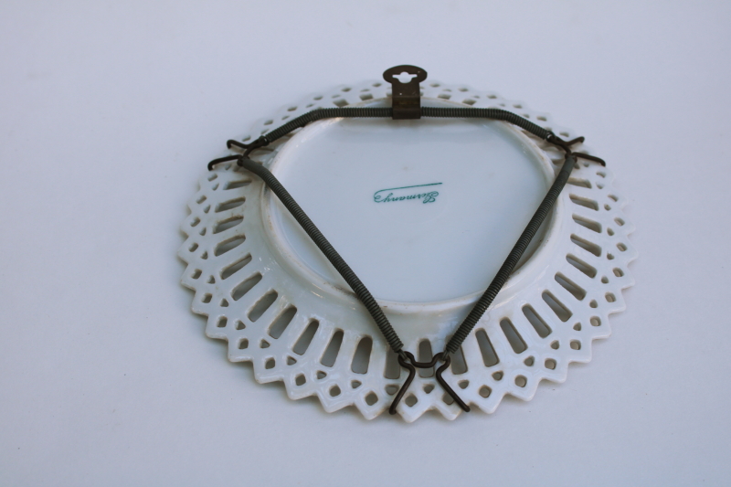 photo of cottagecore strawberries print antique china plate w/ reticulated open lace border, early 1900s vintage Germany  #5